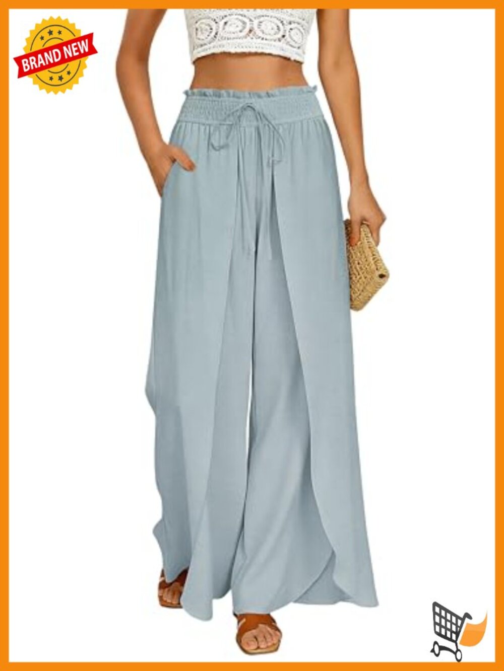 Palazzo Linen Wide Leg Flowy Summer Beach Trousers